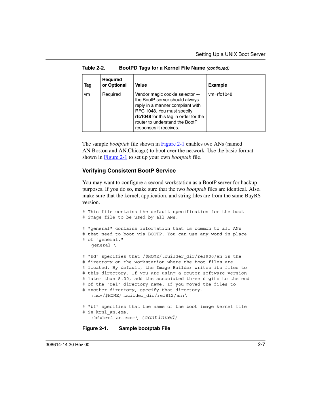 Nortel Networks 14.2 manual Verifying Consistent BootP Service, Sample bootptab File 