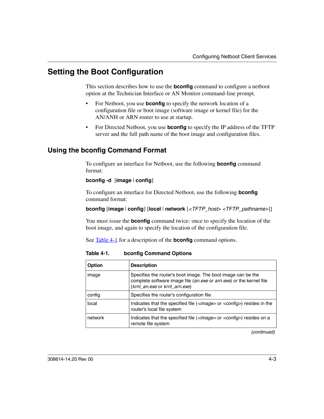 Nortel Networks 14.2 manual Setting the Boot Configuration, Using the bconfig Command Format, Bconfig -d image config 