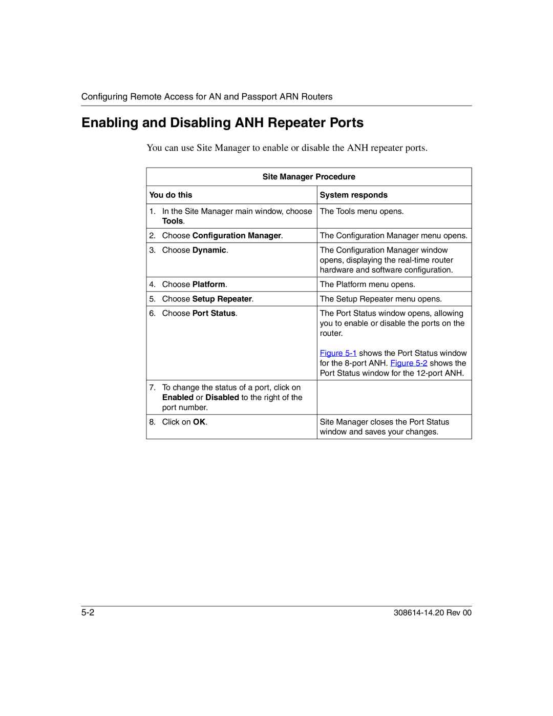 Nortel Networks 14.2 Enabling and Disabling ANH Repeater Ports, Tools Choose Configuration Manager, Choose Setup Repeater 