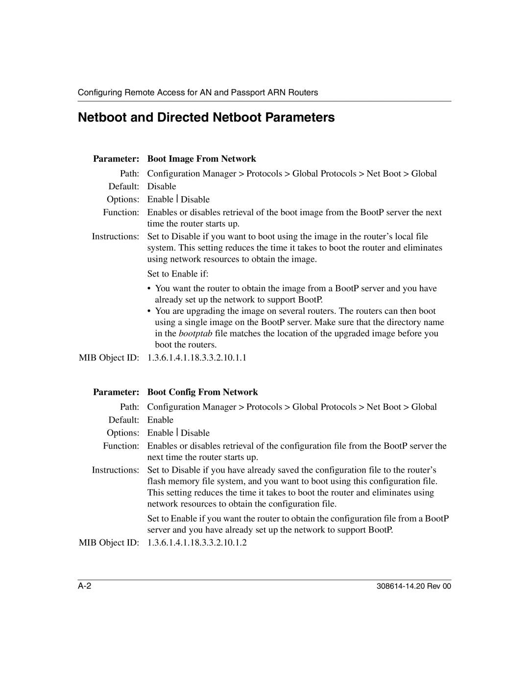 Nortel Networks 14.2 manual Netboot and Directed Netboot Parameters, Parameter Boot Image From Network 