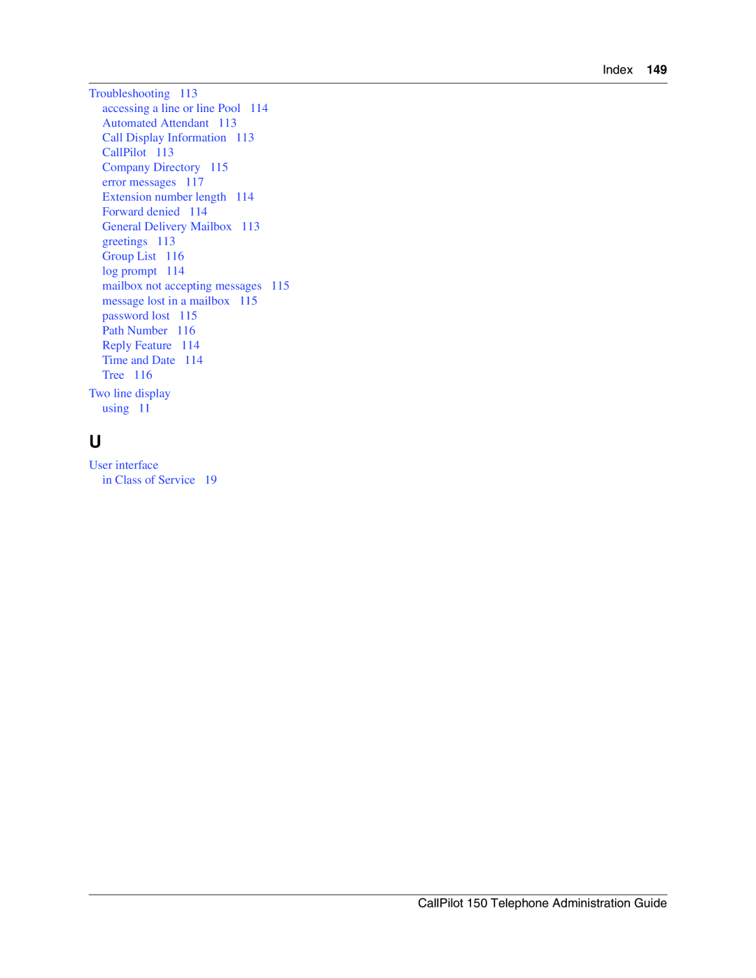 Nortel Networks CallPilot, 150 manual Troubleshooting 113 Accessing a line or line Pool 