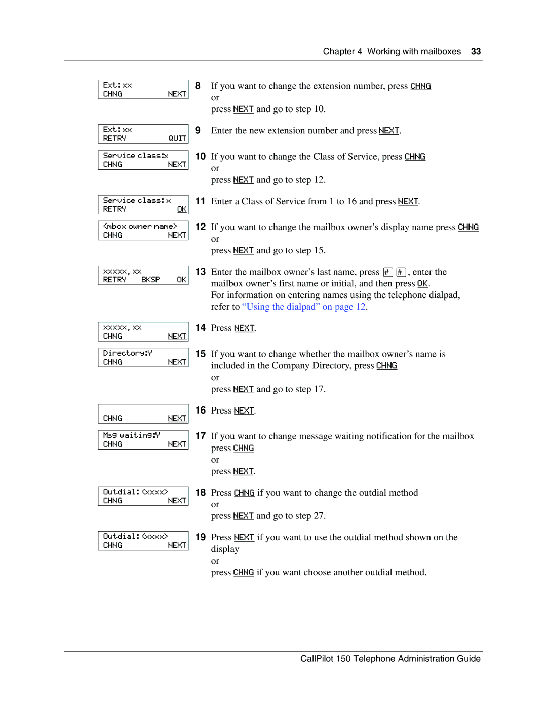 Nortel Networks CallPilot, 150 manual Service classx 