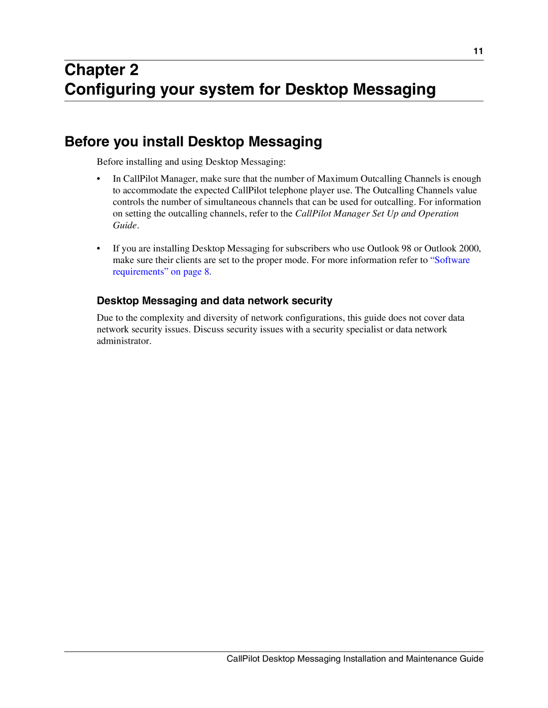 Nortel Networks 150 manual Before you install Desktop Messaging, Desktop Messaging and data network security 