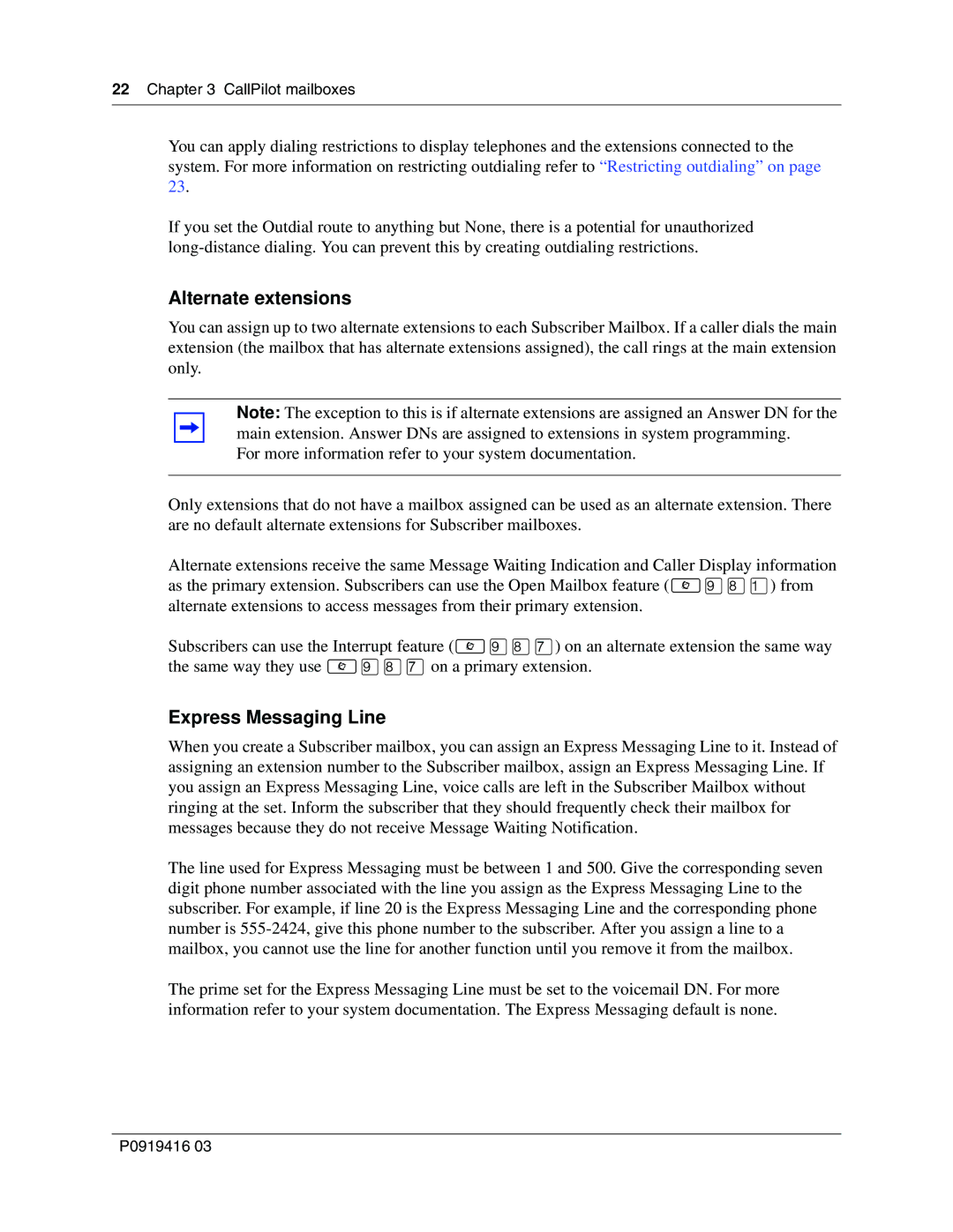 Nortel Networks 150 manual Alternate extensions 