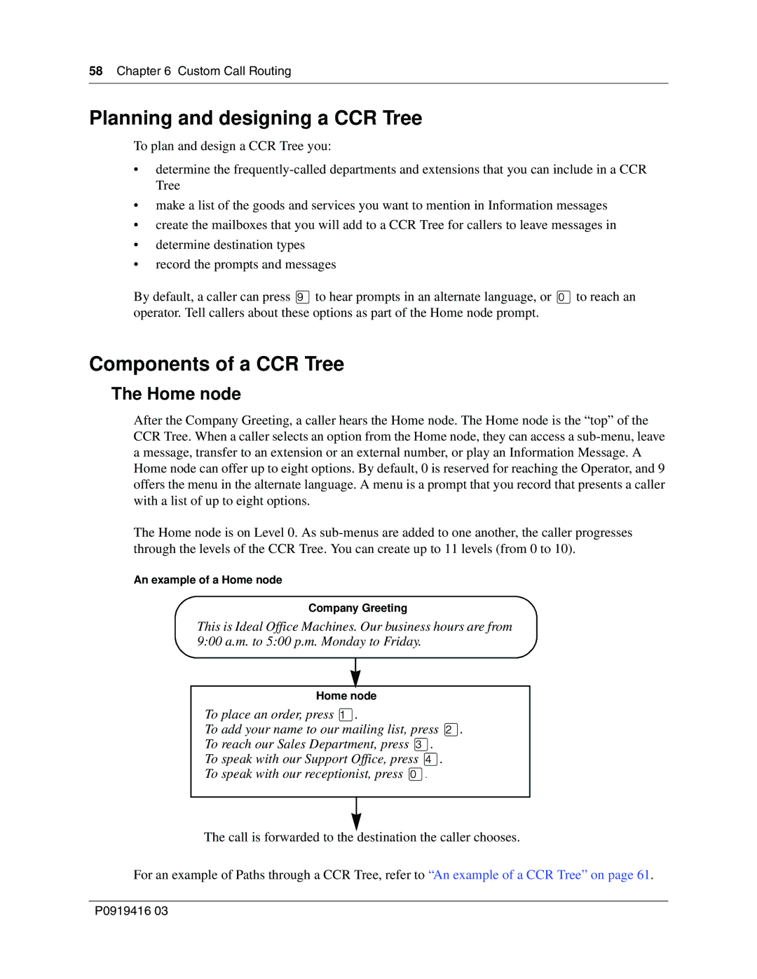 Nortel Networks 150 manual Planning and designing a CCR Tree, Components of a CCR Tree, Home node 