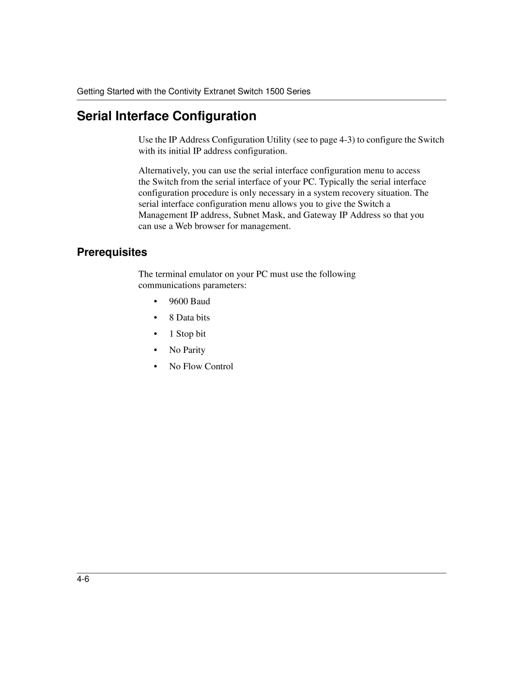 Nortel Networks 1500 manual Serial Interface Configuration, Prerequisites 