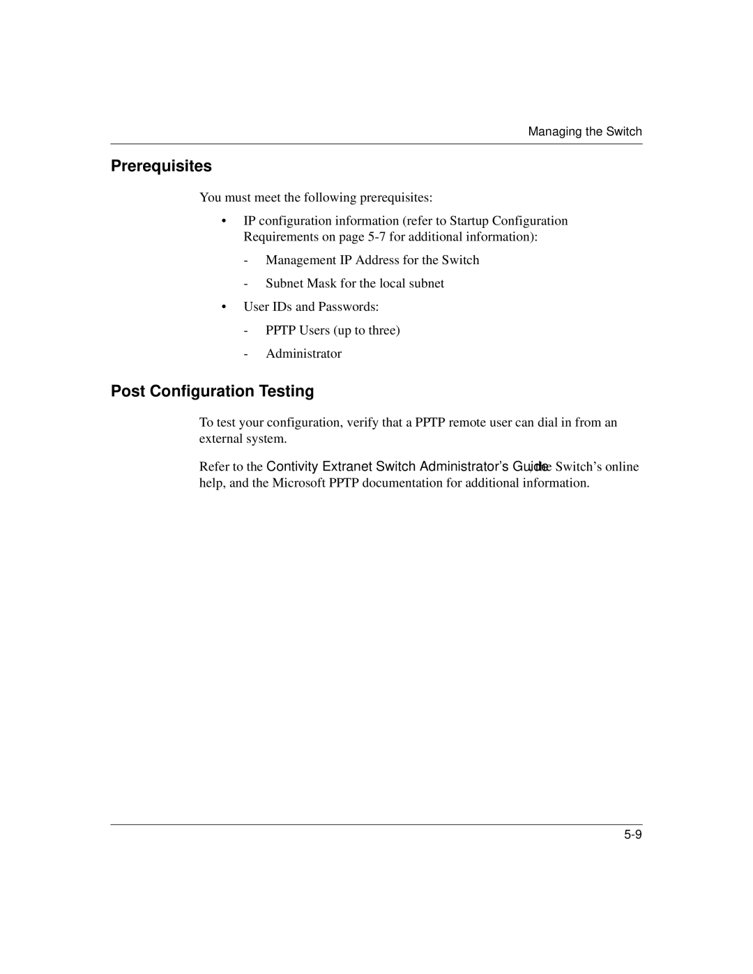 Nortel Networks 1500 manual Prerequisites, Post Configuration Testing 