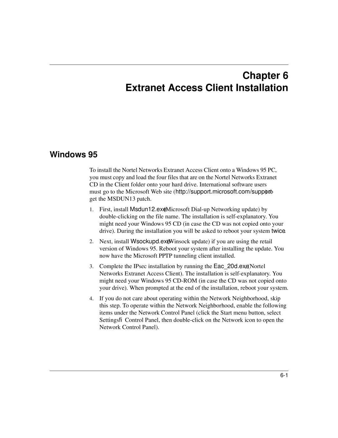 Nortel Networks 1500 manual Chapter Extranet Access Client Installation, Windows 