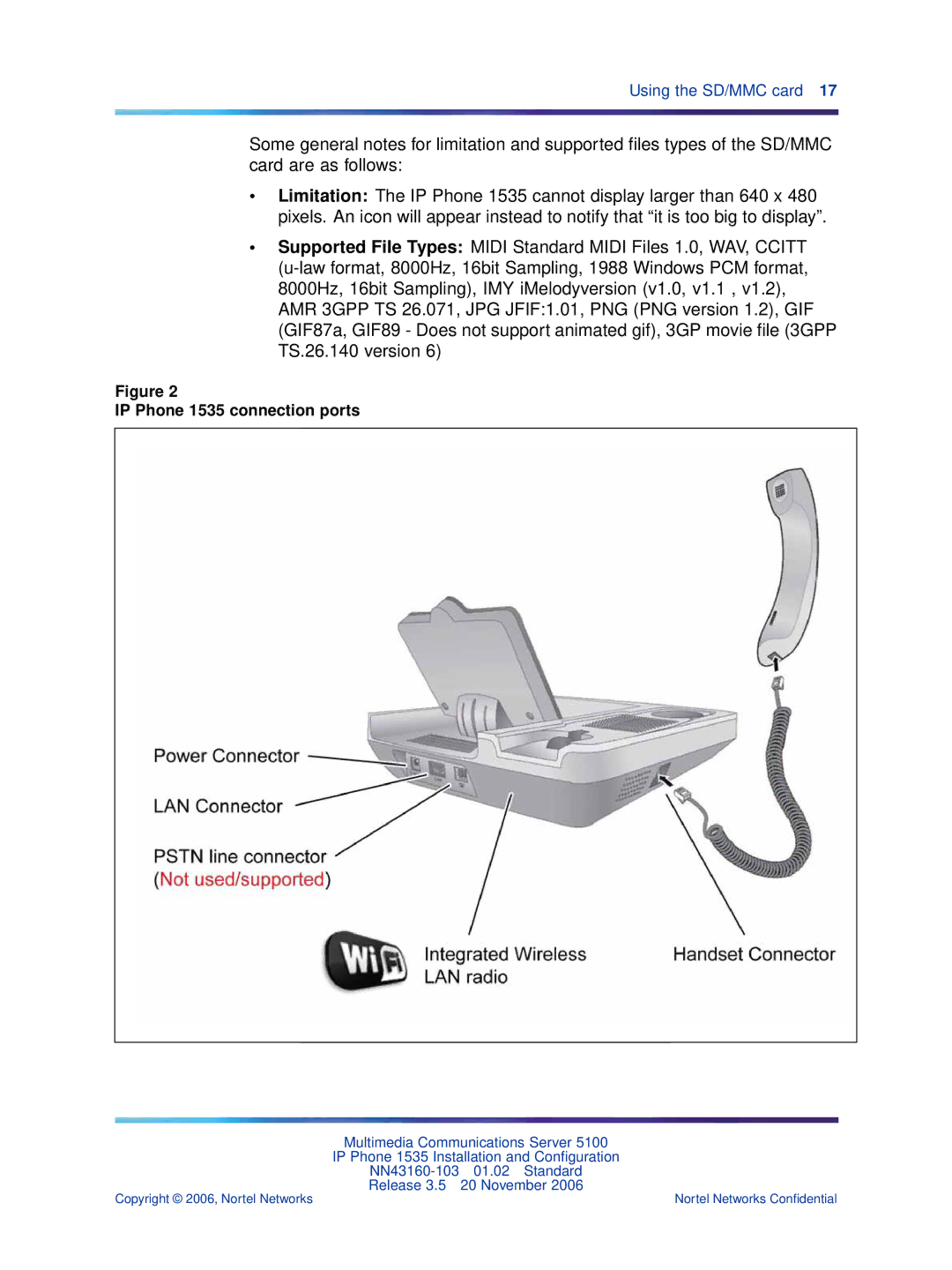 Nortel Networks manual IP Phone 1535 connection ports 