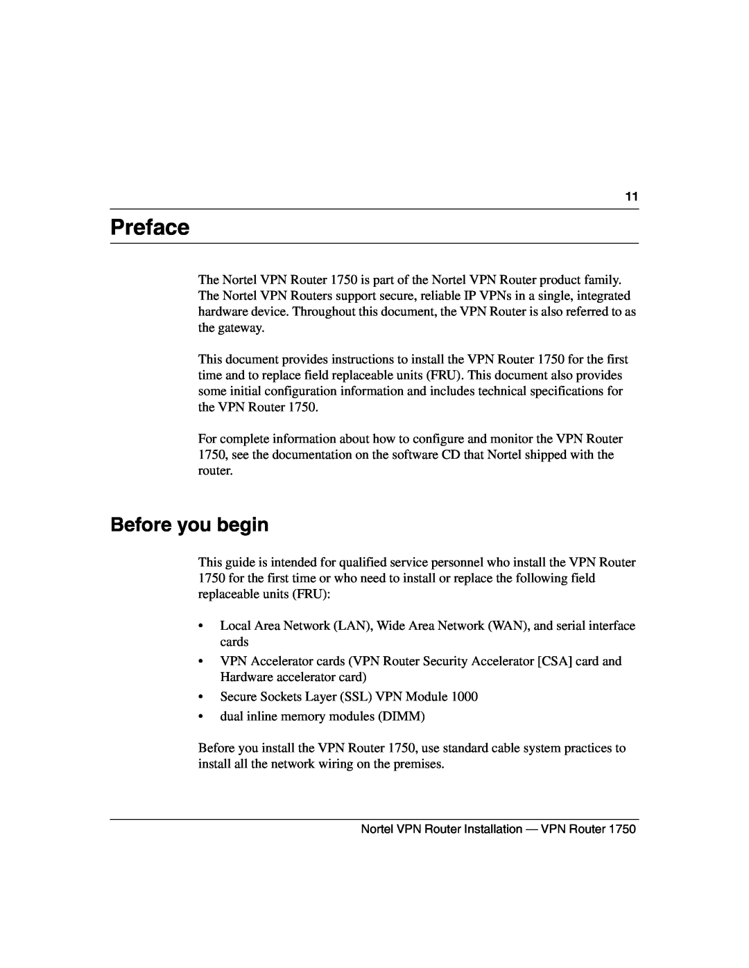 Nortel Networks 1750 manual Preface, Before you begin 