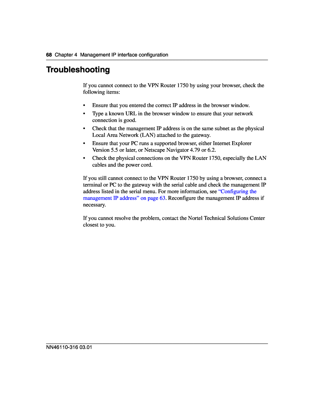 Nortel Networks 1750 manual Troubleshooting 