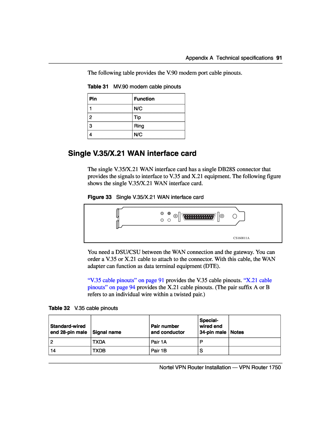 Nortel Networks 1750 manual Single V.35/X.21 WAN interface card 