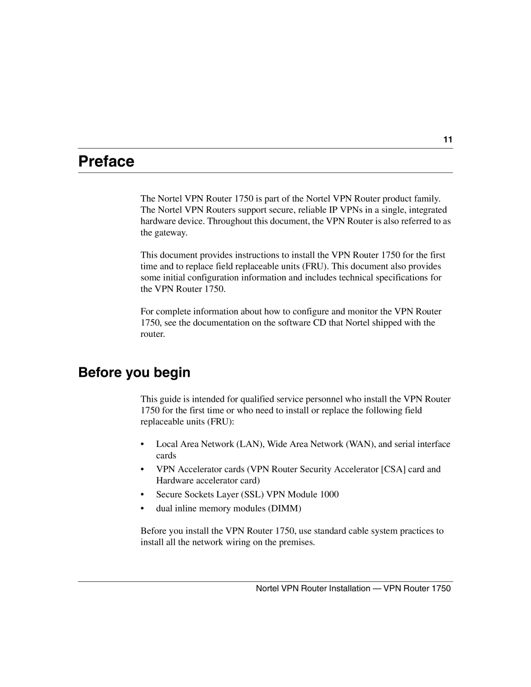 Nortel Networks 1750 manual Preface, Before you begin 