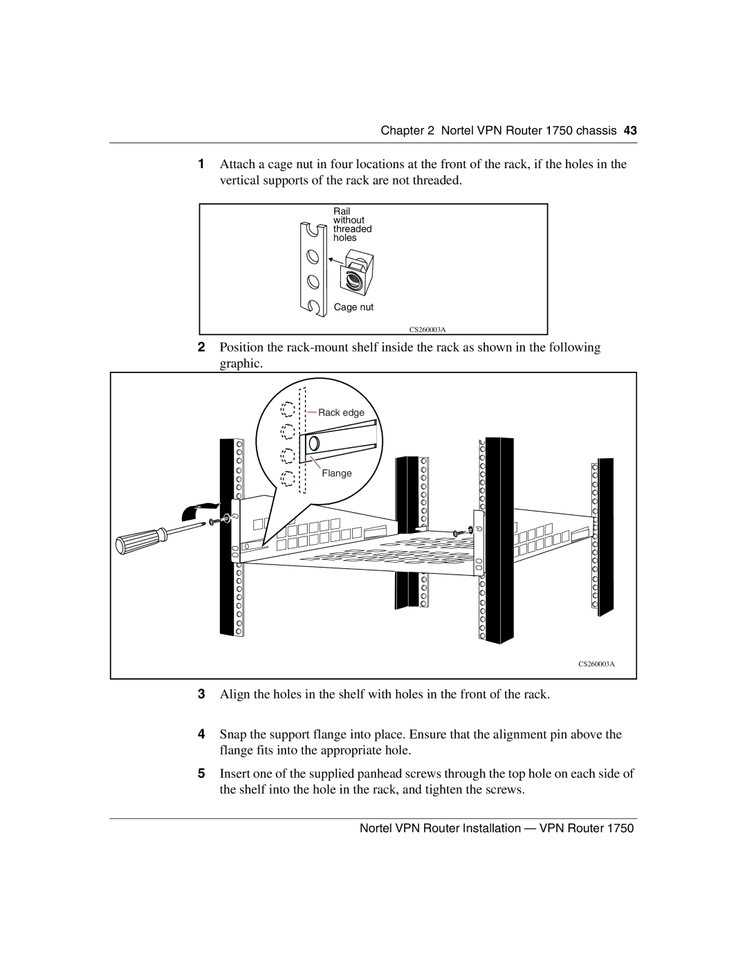 Nortel Networks 1750 manual Rack edge 