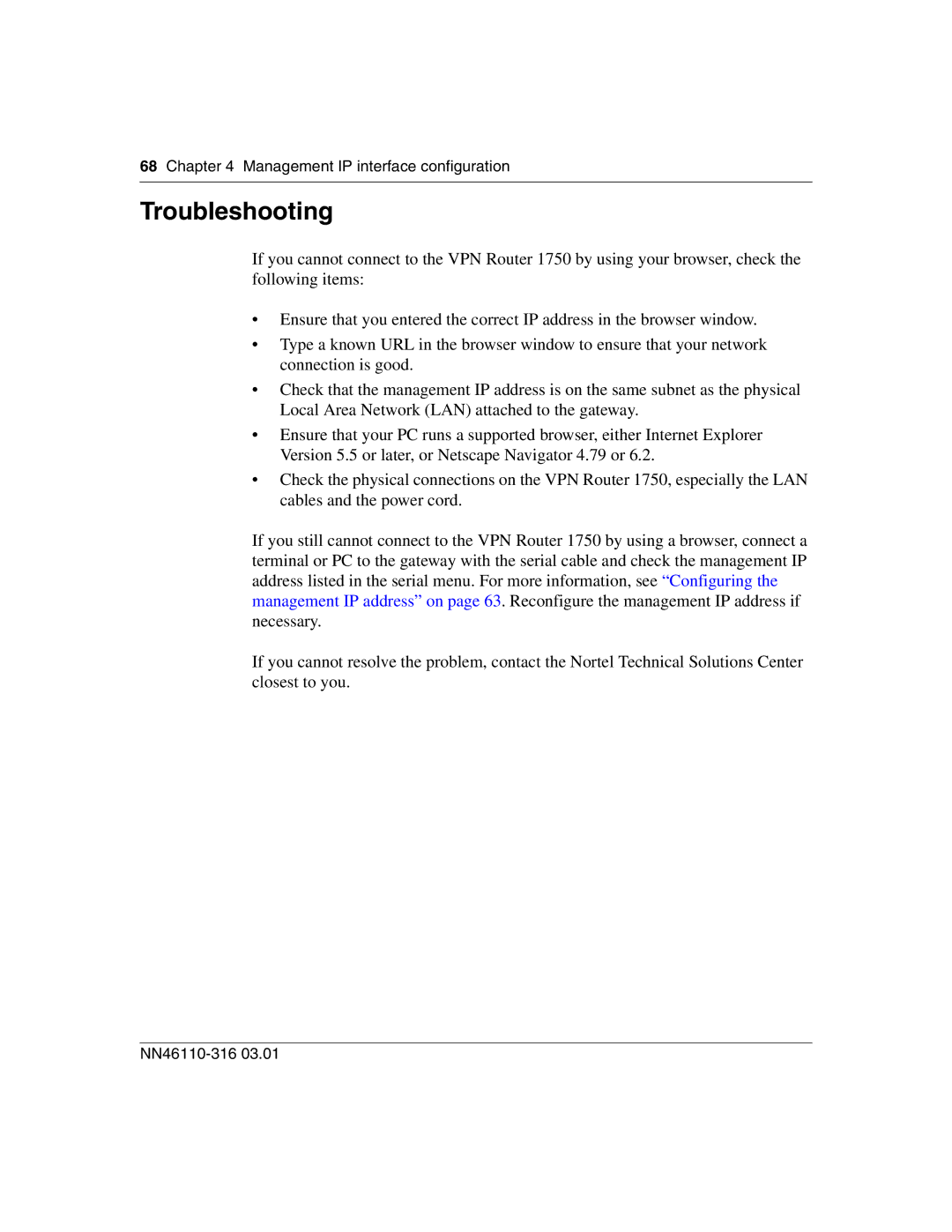 Nortel Networks 1750 manual Troubleshooting 