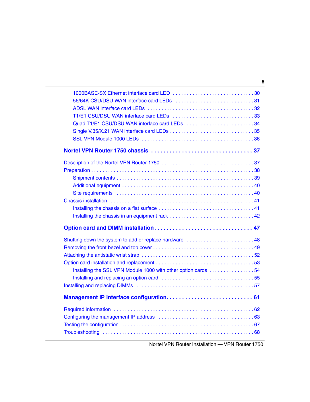 Nortel Networks manual Nortel VPN Router 1750 chassis 