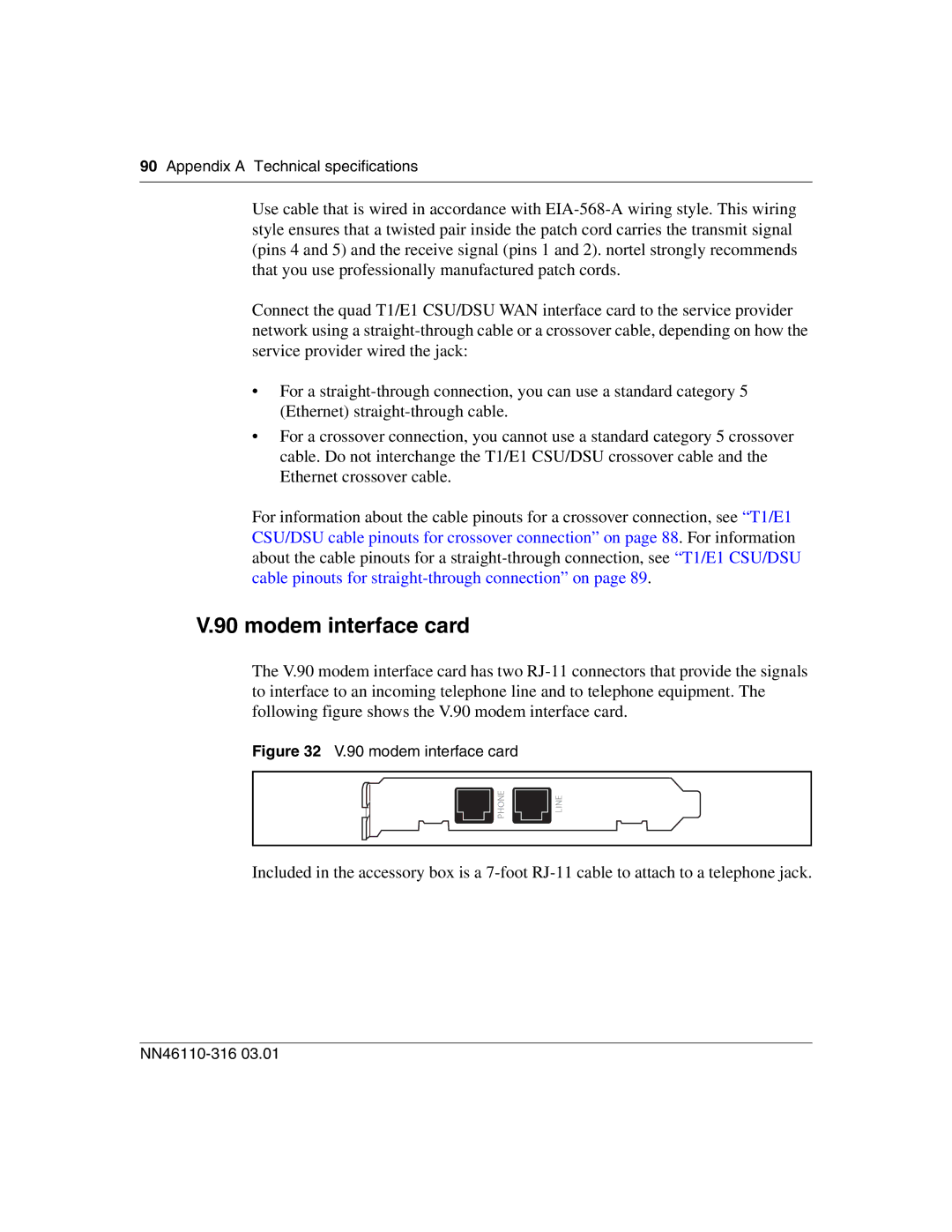 Nortel Networks 1750 manual Modem interface card, modem interface card 