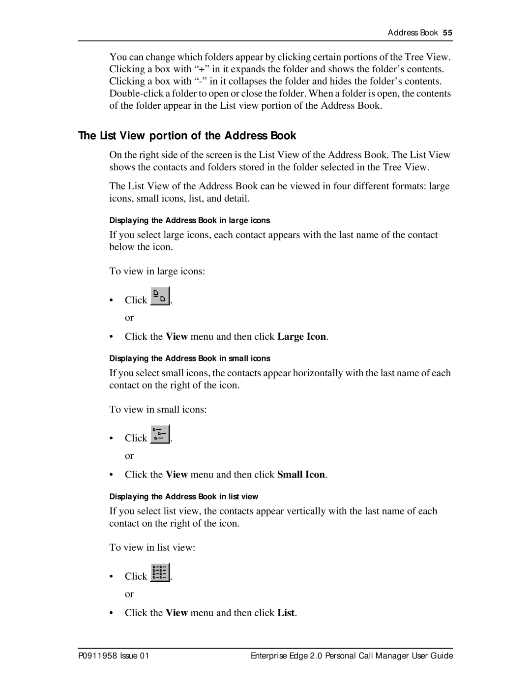 Nortel Networks 2 manual List View portion of the Address Book 