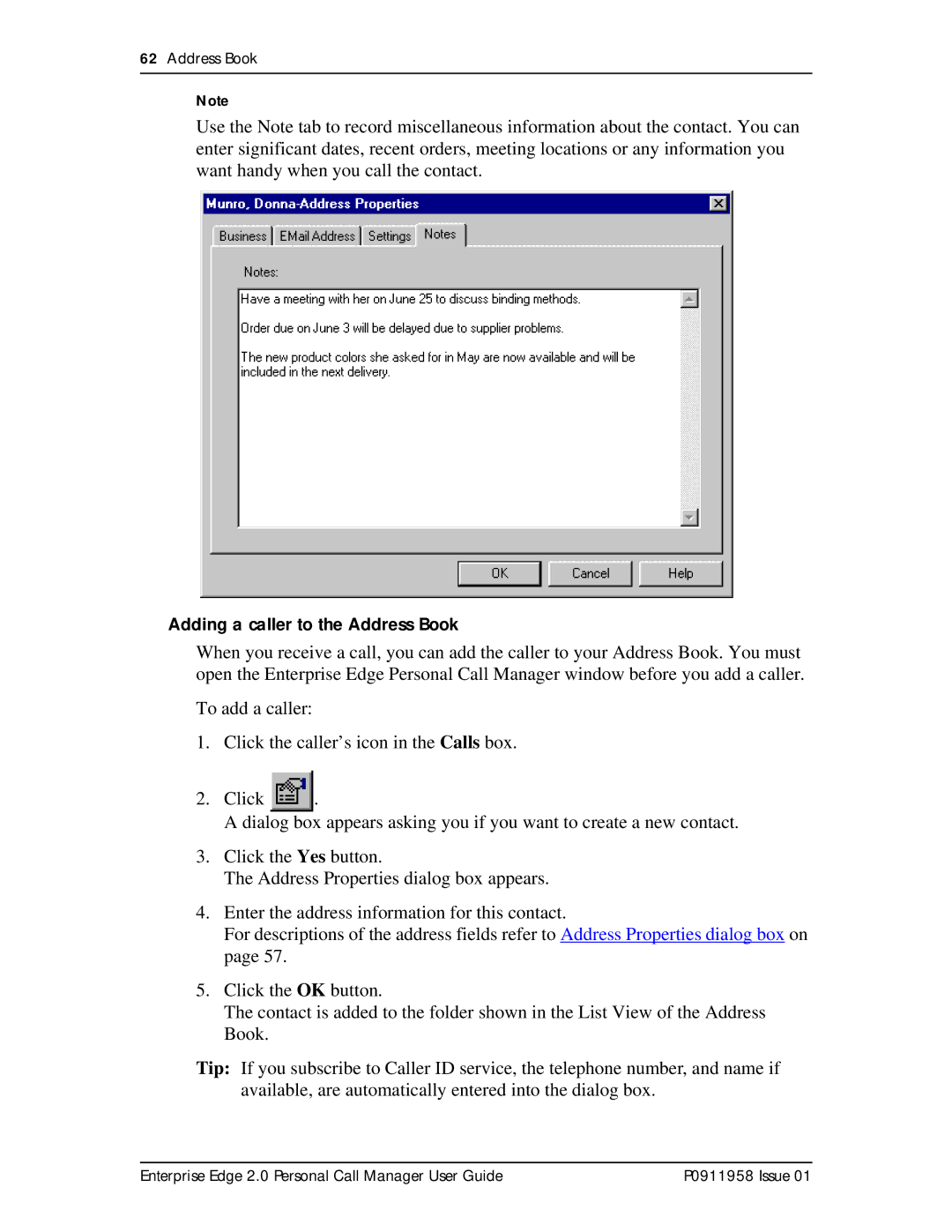 Nortel Networks 2 manual Adding a caller to the Address Book 