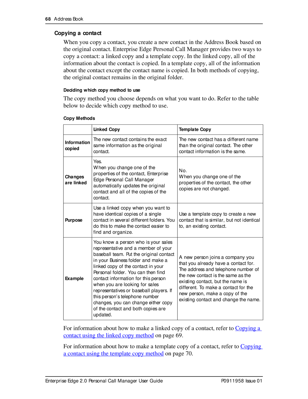 Nortel Networks 2 manual Copying a contact 