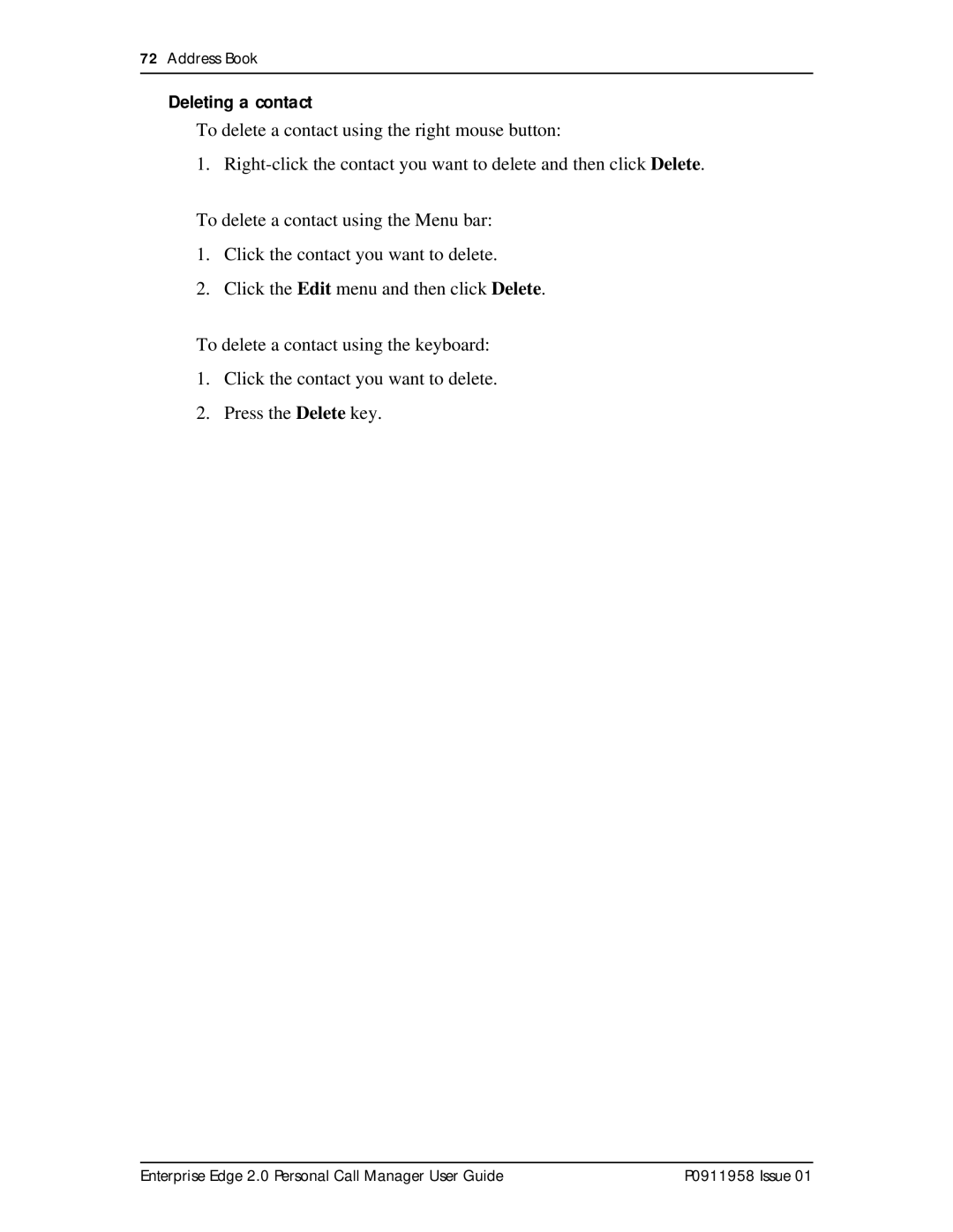 Nortel Networks 2 manual Deleting a contact 