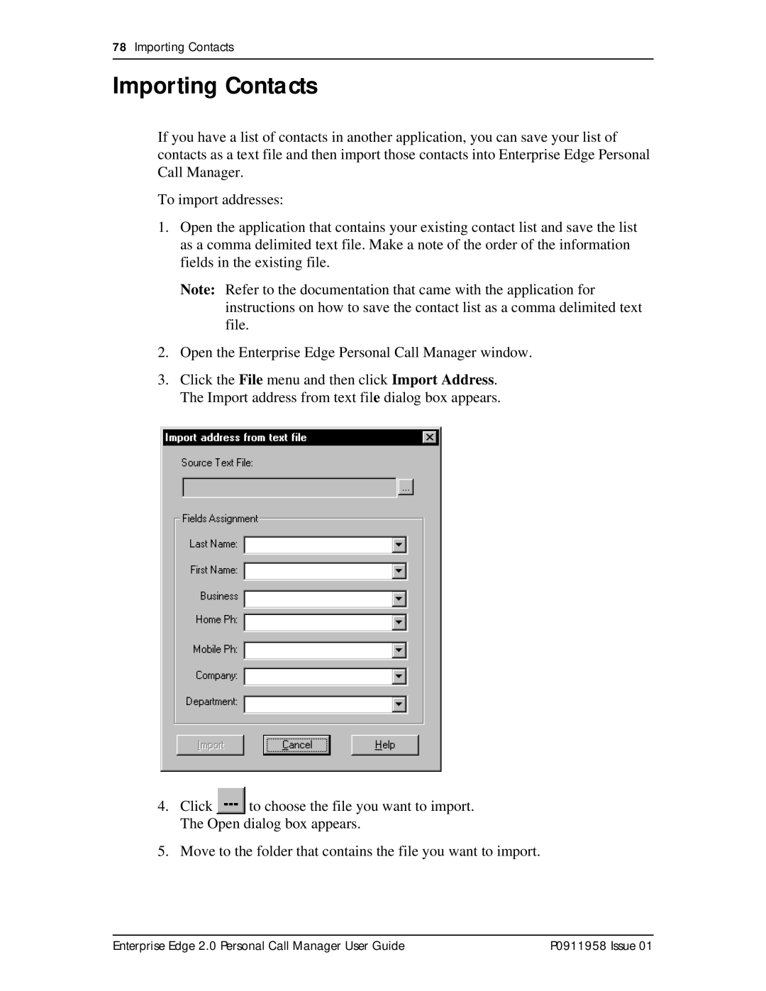 Nortel Networks 2 manual Importing Contacts 