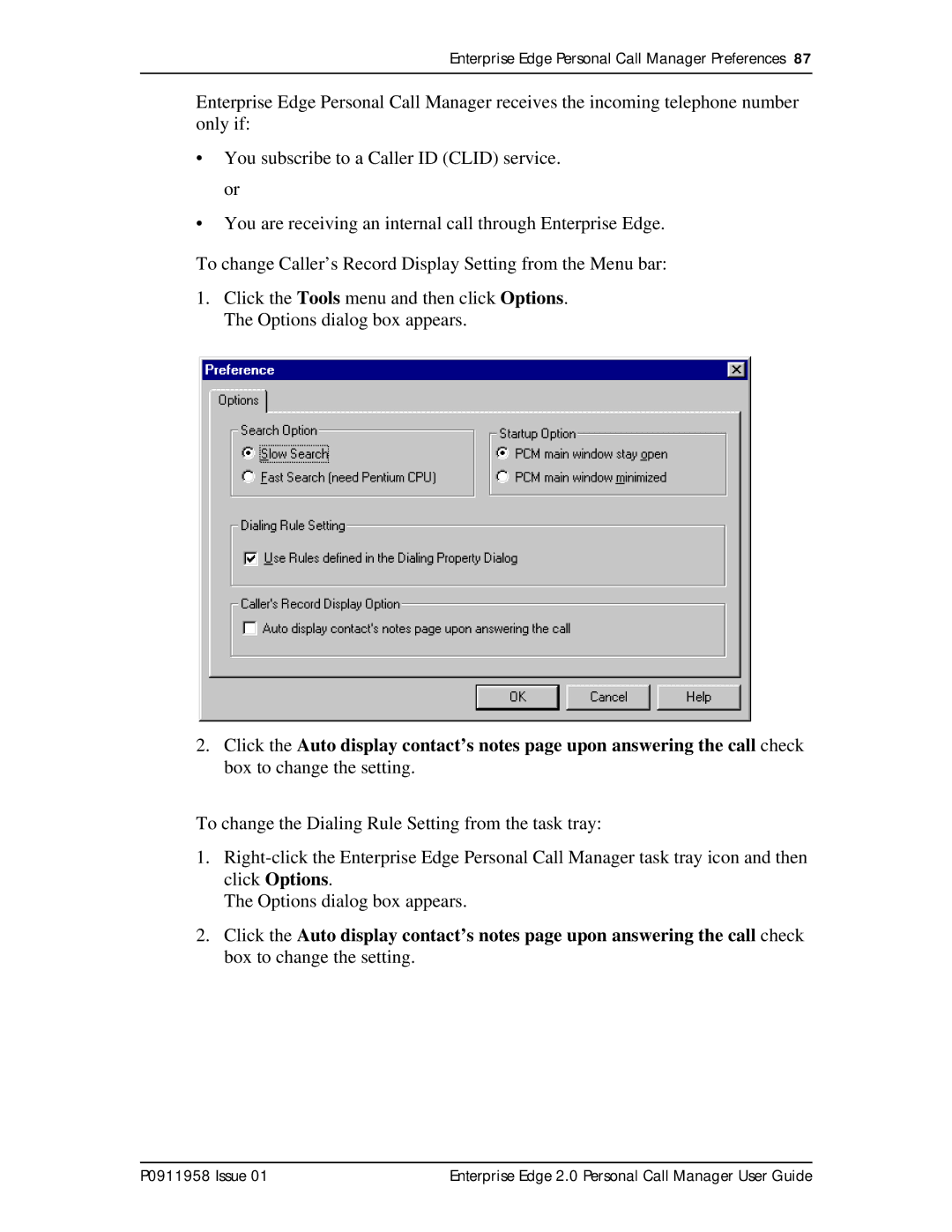 Nortel Networks 2 manual Enterprise Edge Personal Call Manager Preferences 