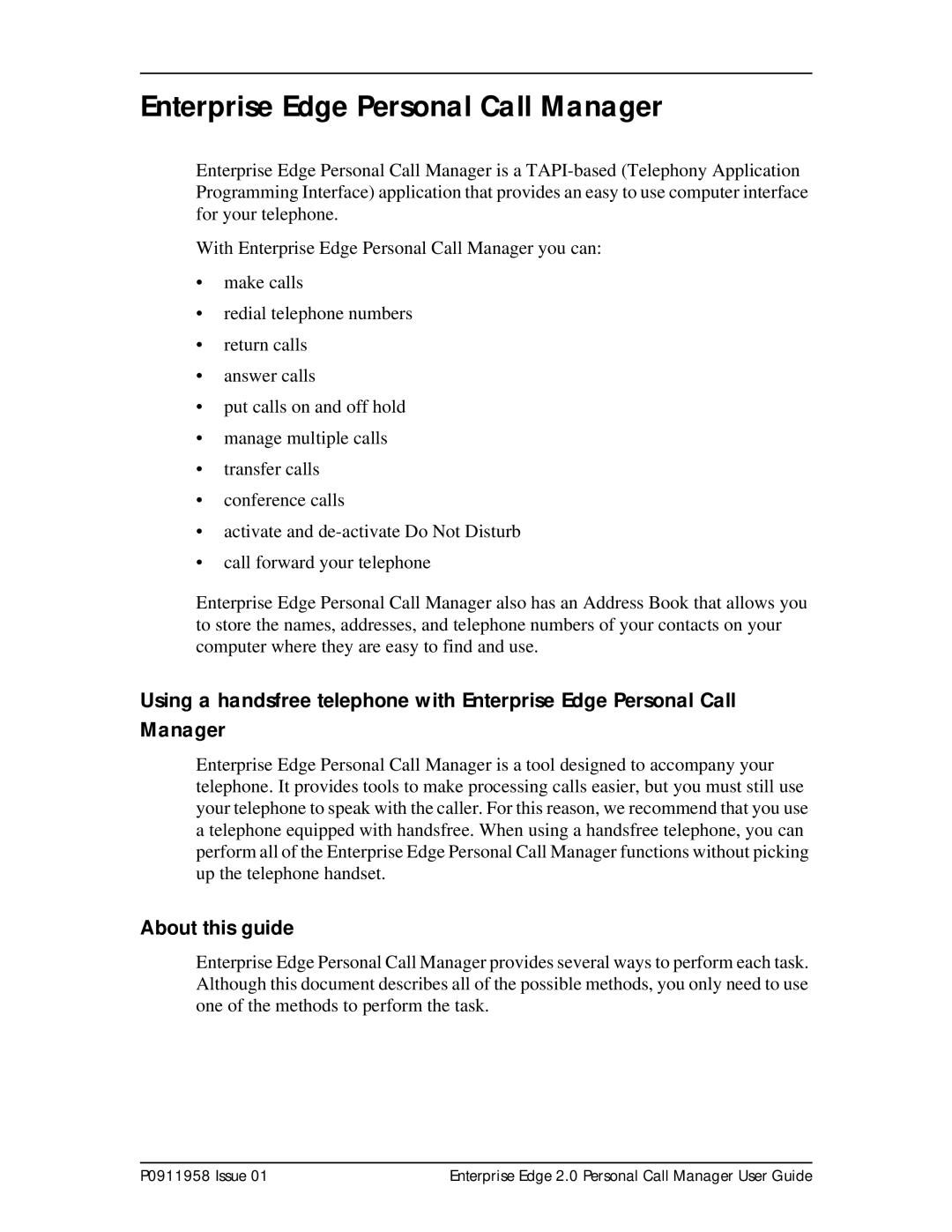 Nortel Networks 2 manual Enterprise Edge Personal Call Manager, About this guide 