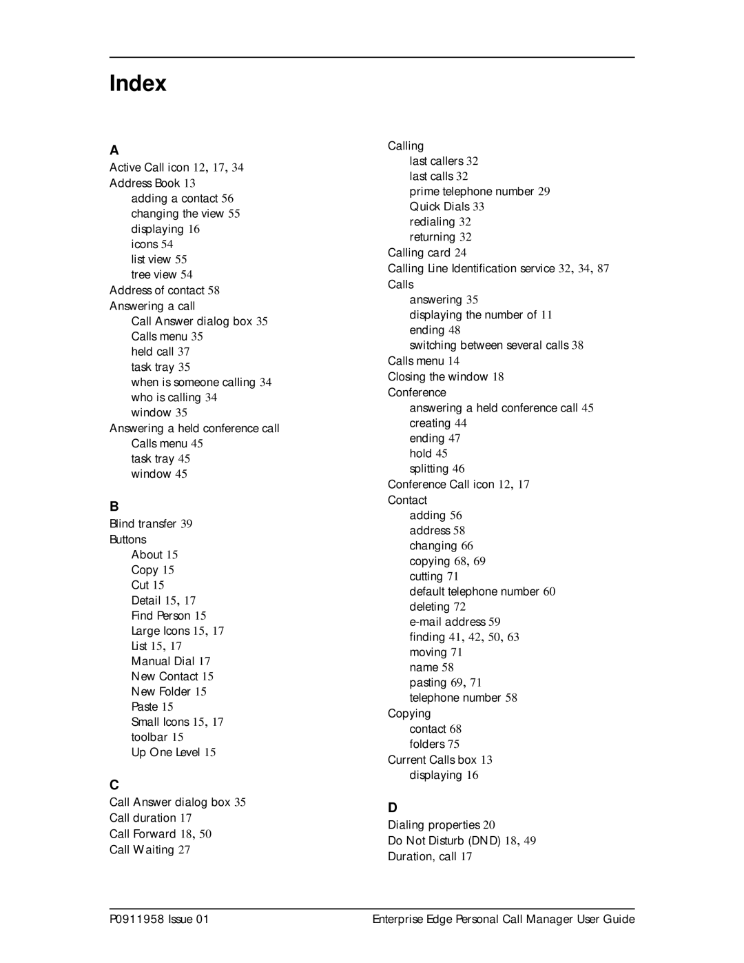 Nortel Networks 2 manual Index 