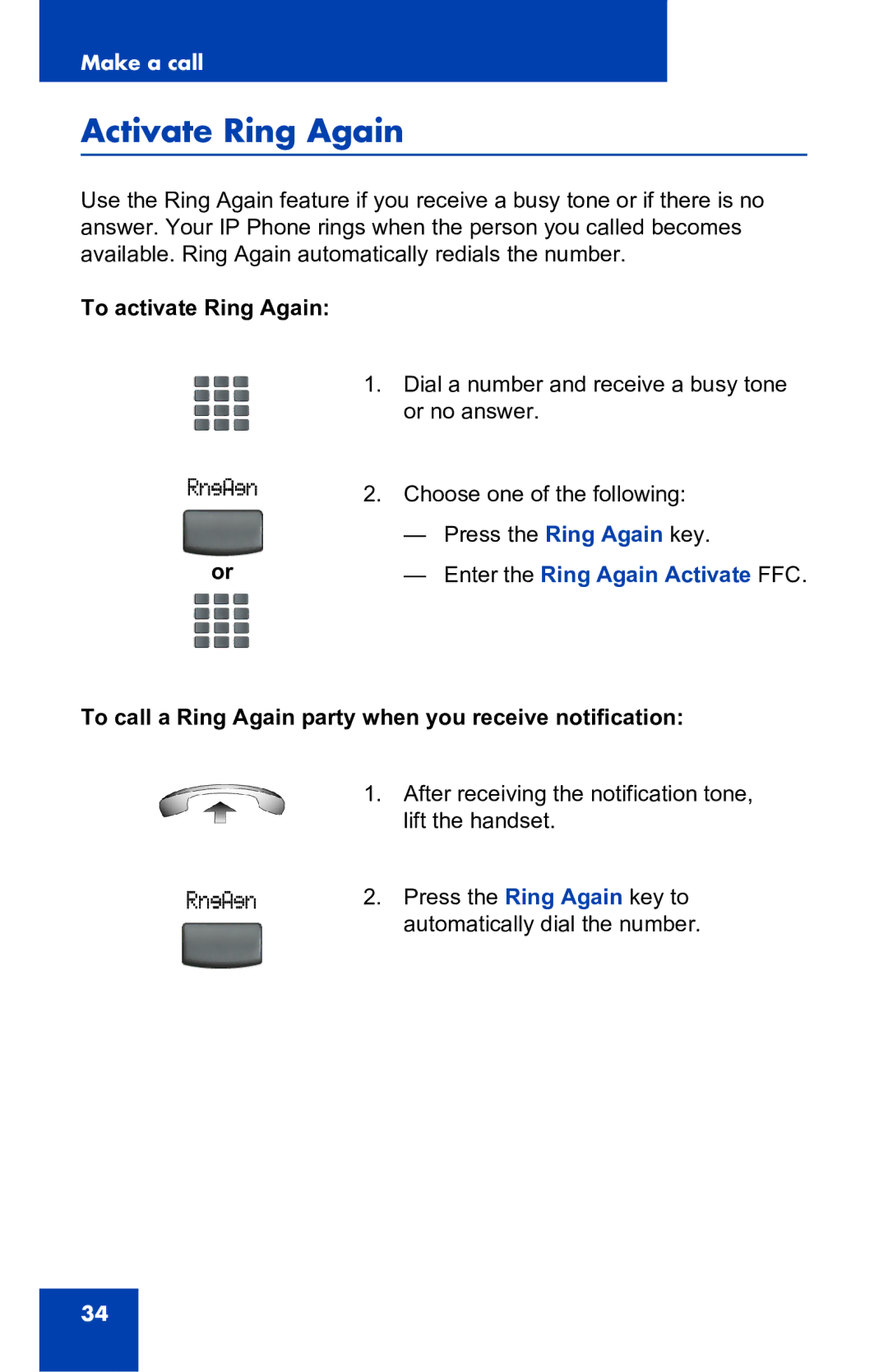 Nortel Networks 2001 manual Activate Ring Again, To activate Ring Again, Enter the Ring Again Activate FFC 