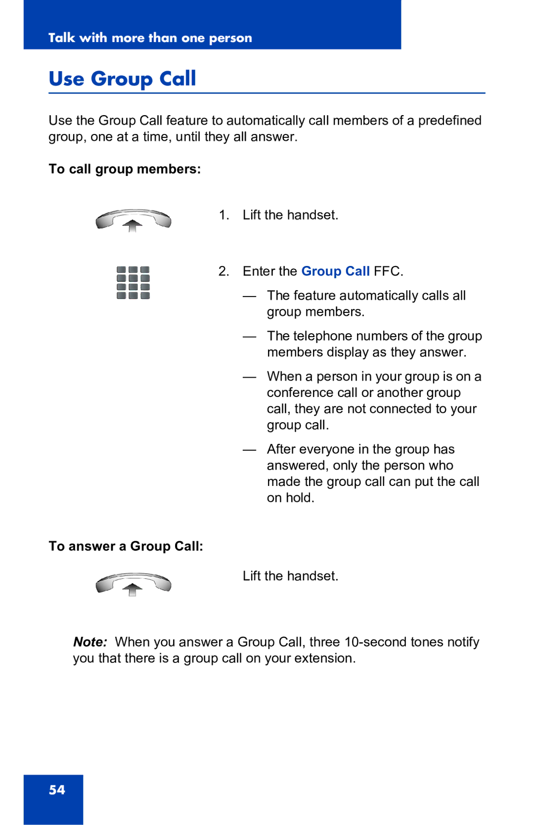 Nortel Networks 2001 manual Use Group Call, To call group members, To answer a Group Call 