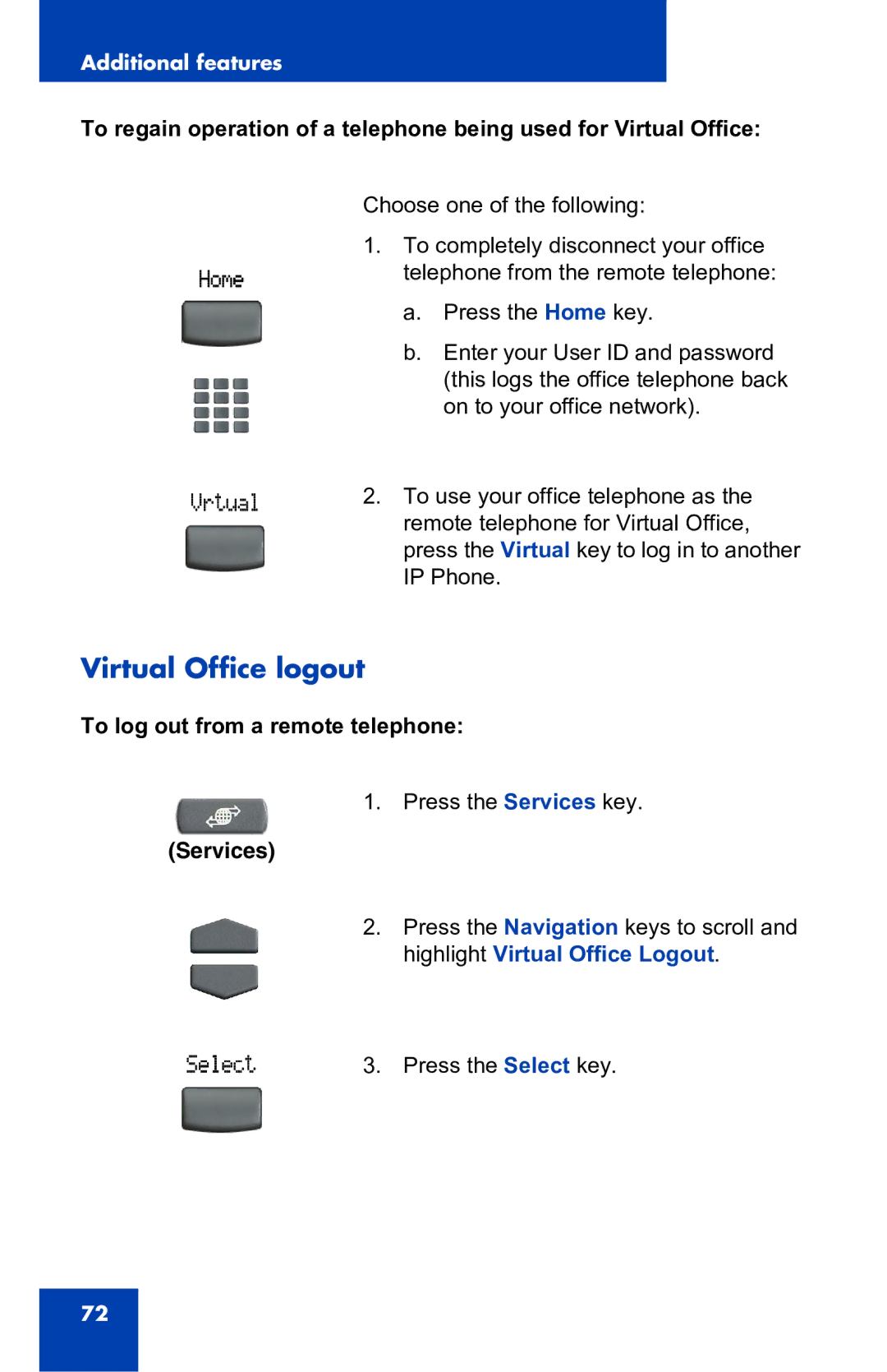 Nortel Networks 2001 manual Virtual Office logout, To log out from a remote telephone 