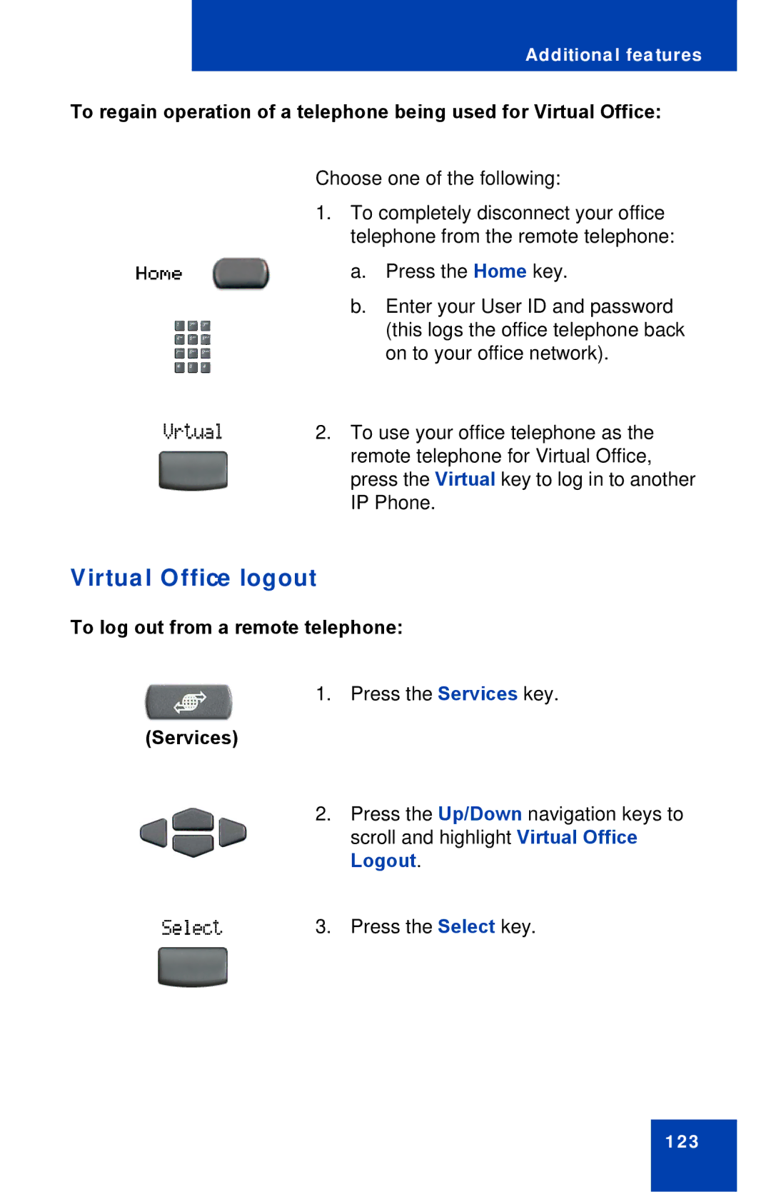 Nortel Networks 2002 manual Virtual Office logout, To log out from a remote telephone 