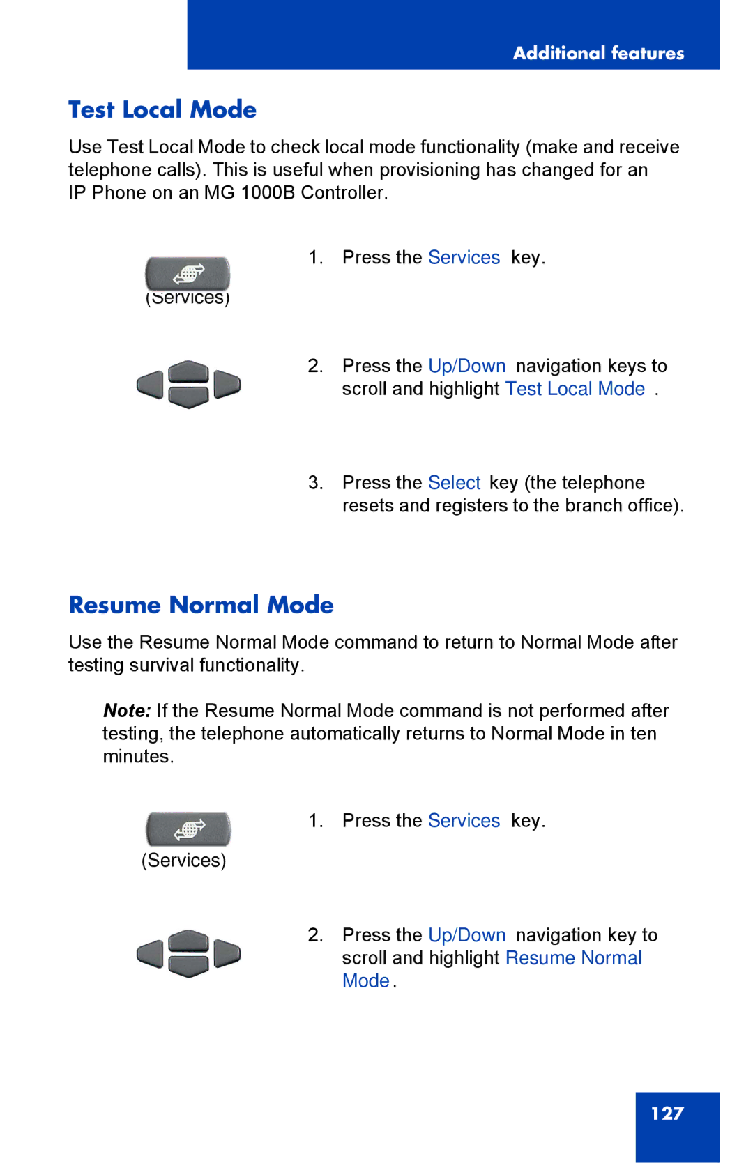 Nortel Networks 2002 manual Test Local Mode, Resume Normal Mode 