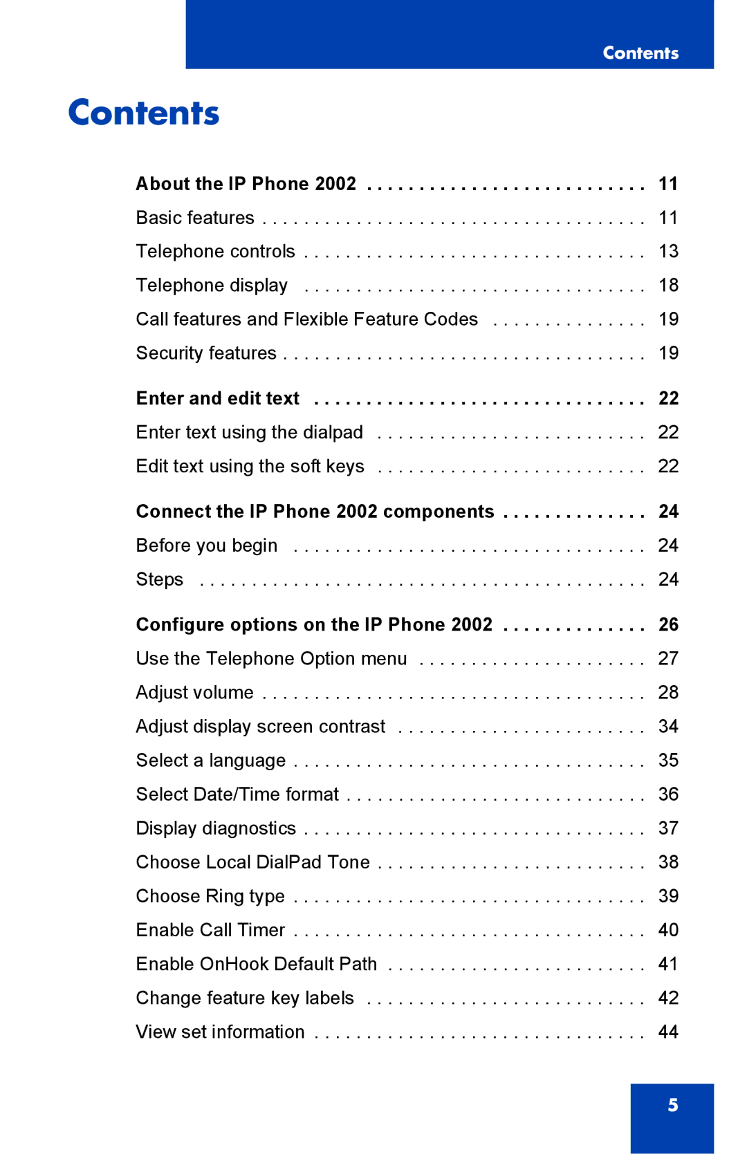 Nortel Networks 2002 manual Contents 