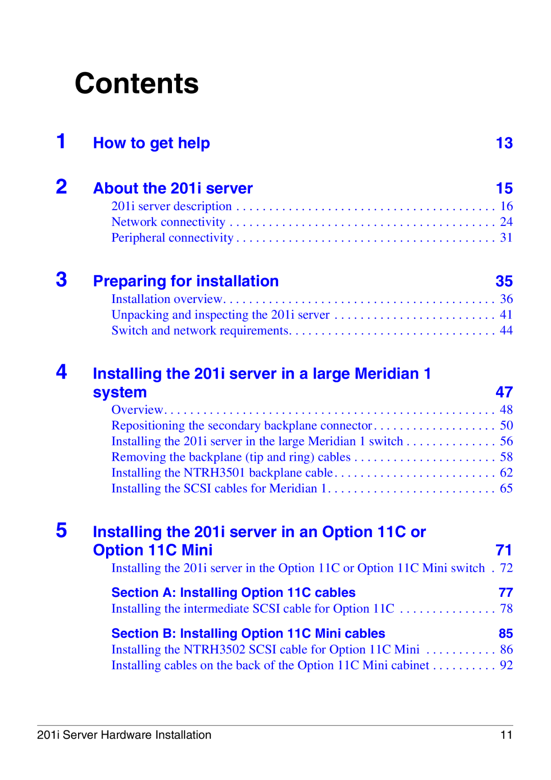 Nortel Networks 201i manual Contents 