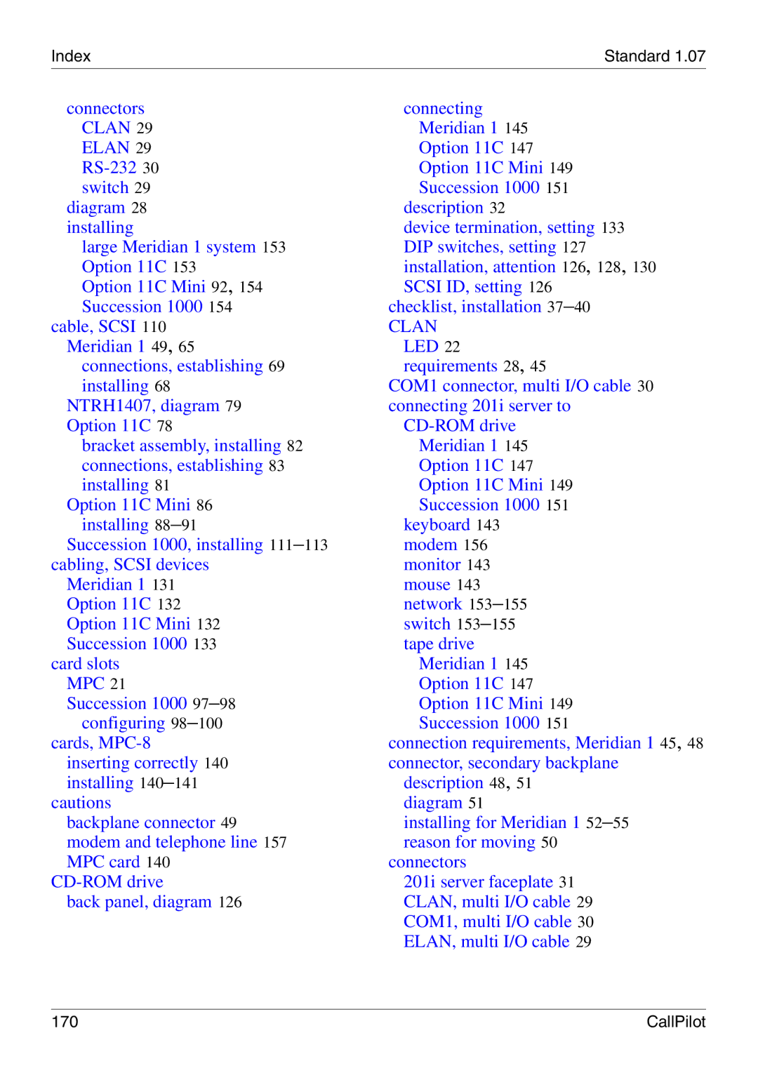 Nortel Networks 201i manual Index 