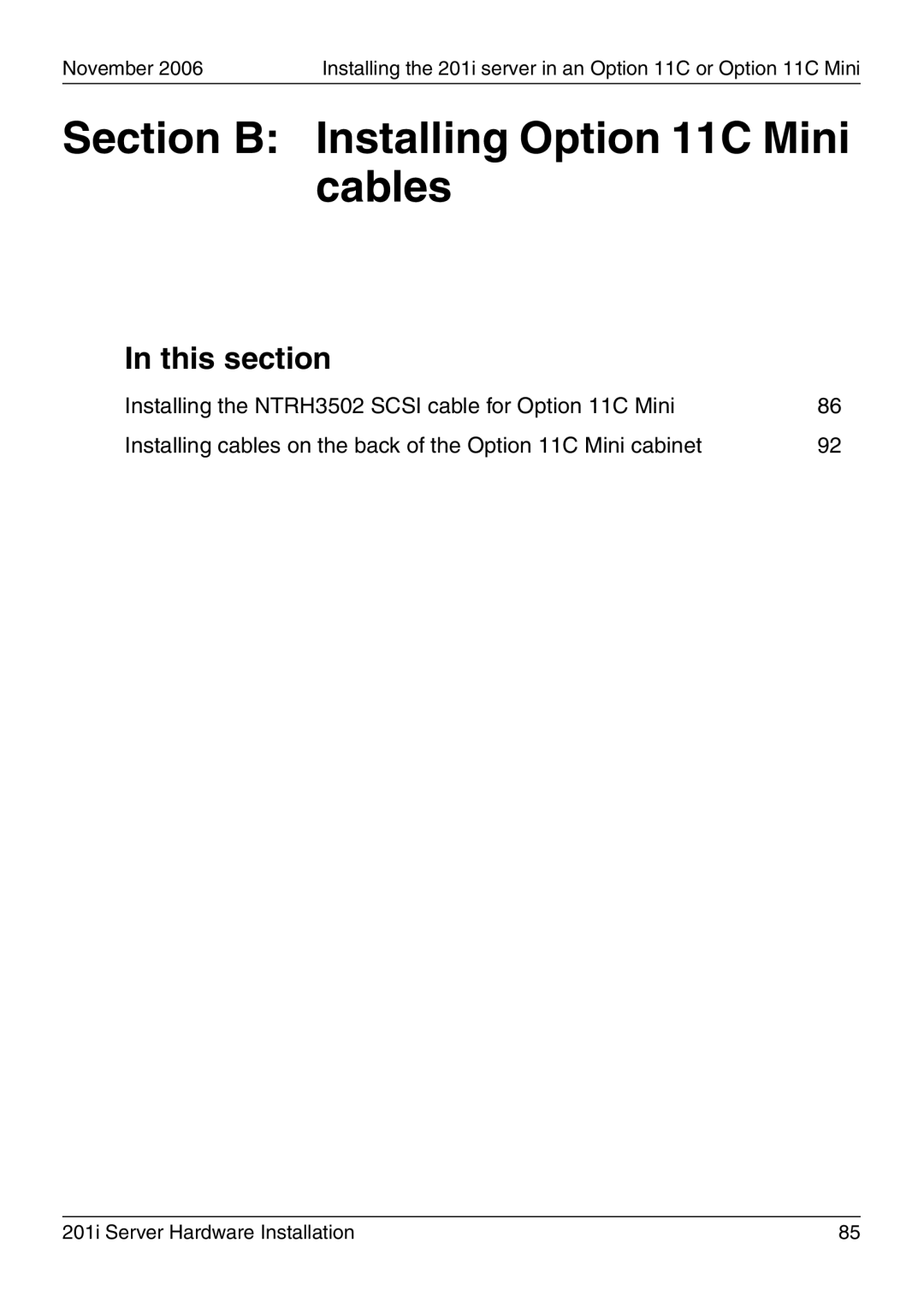 Nortel Networks 201i manual Section B Installing Option 11C Mini cables 