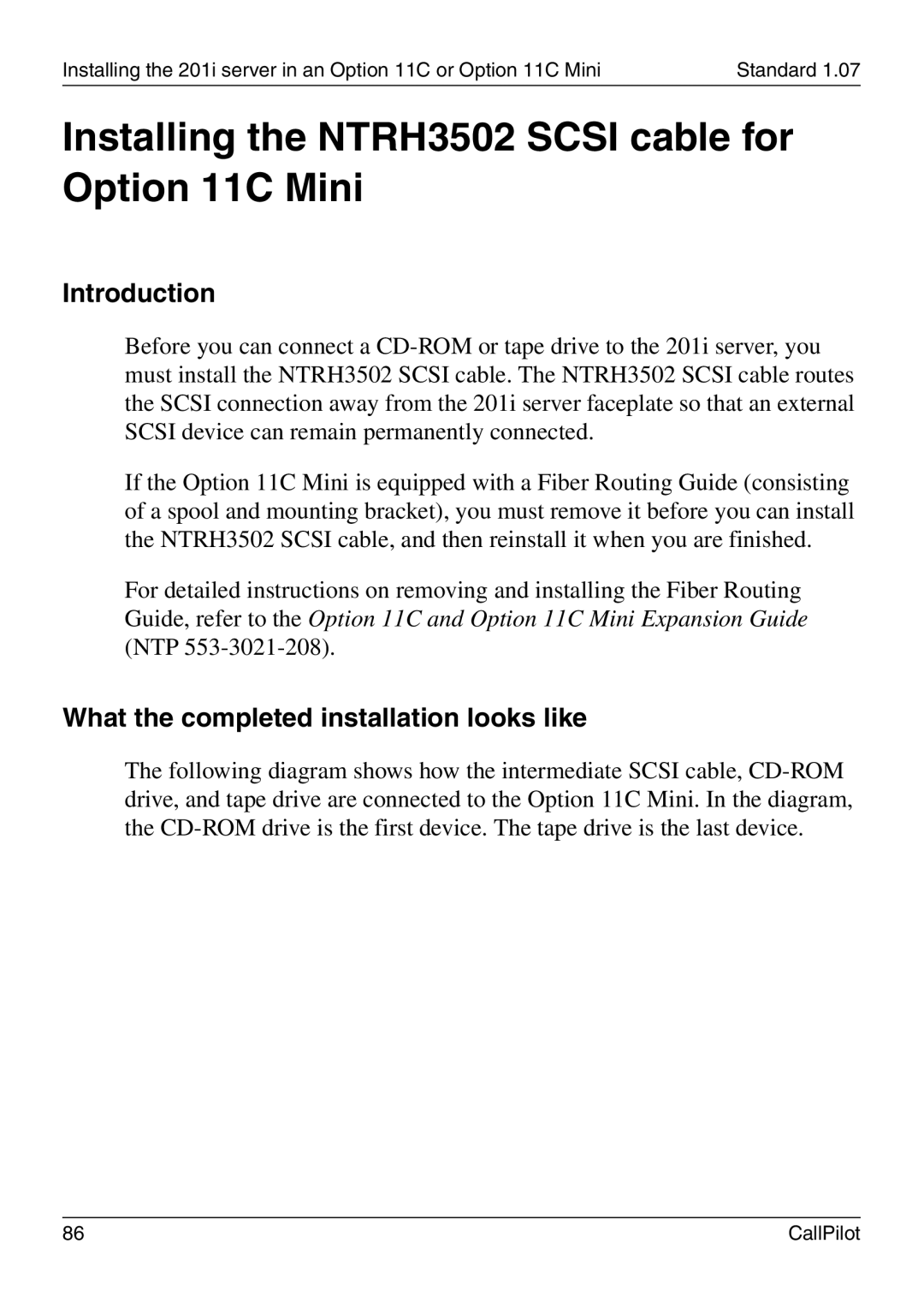 Nortel Networks 201i manual Installing the NTRH3502 Scsi cable for Option 11C Mini, Introduction 