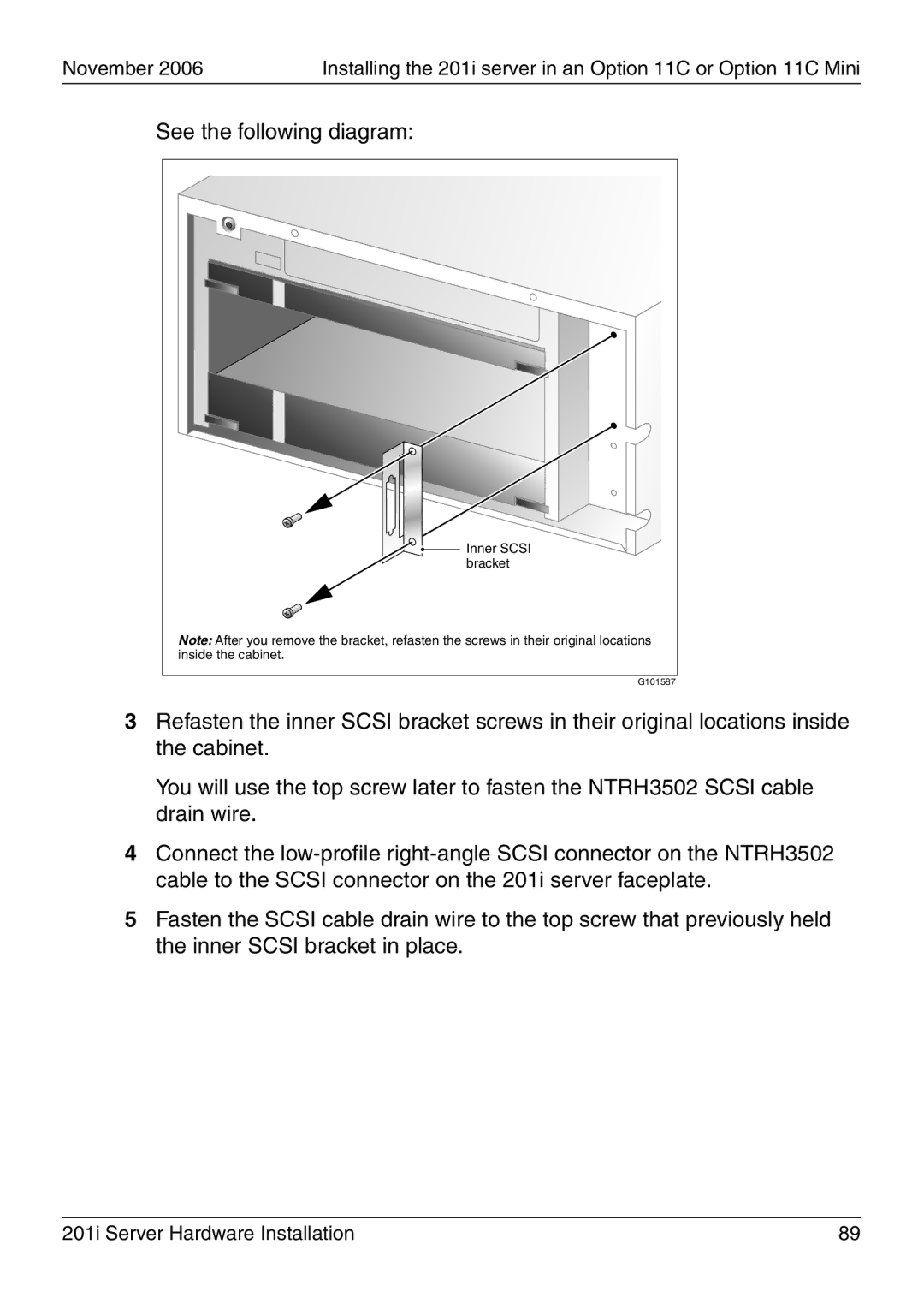 Nortel Networks 201i manual Inner Scsi bracket 