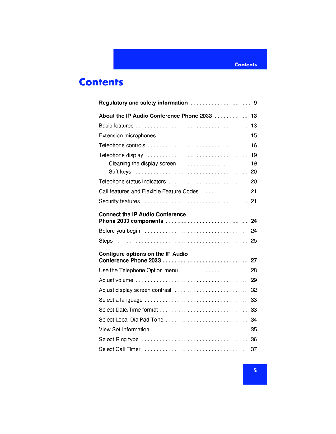 Nortel Networks 2033 manual Contents 