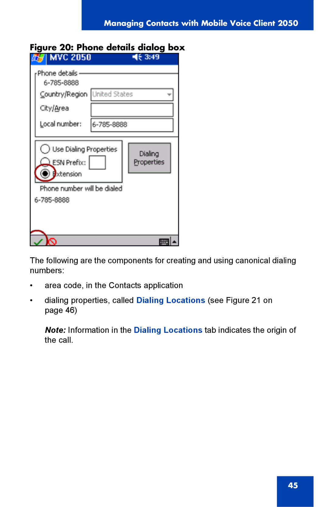 Nortel Networks 2050 manual Phone details dialog box 