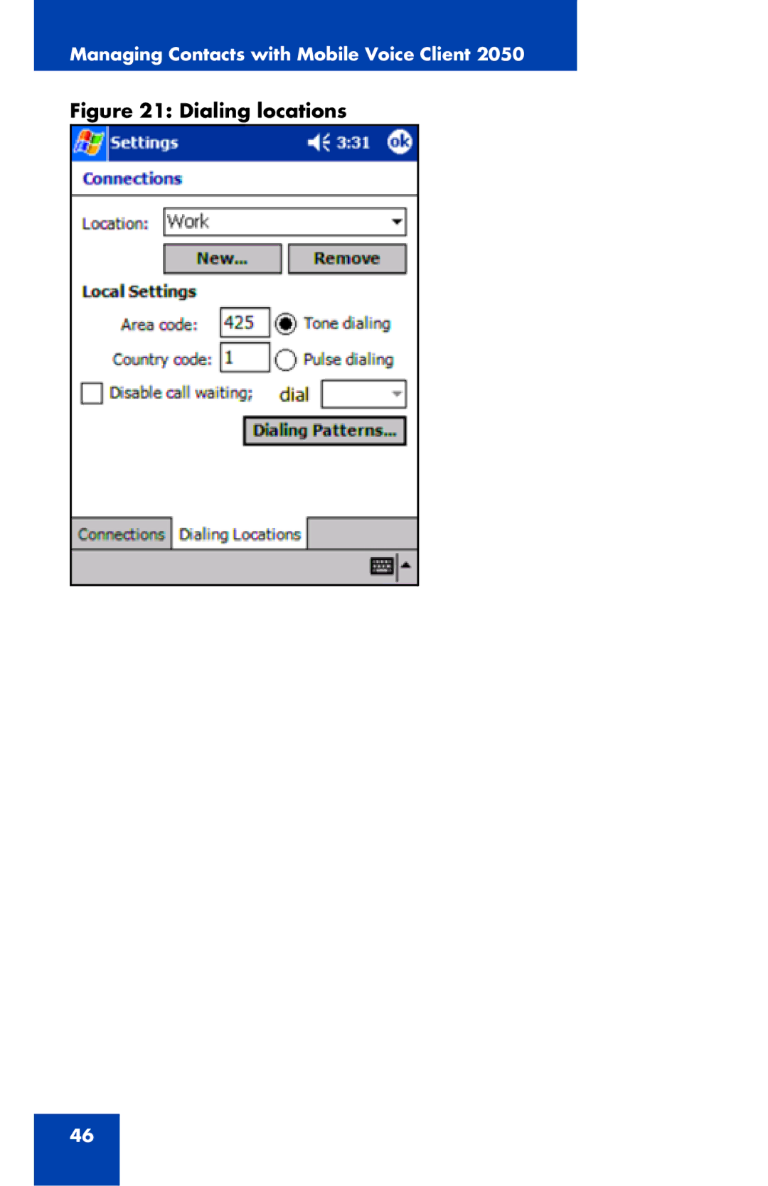 Nortel Networks 2050 manual Dialing locations 