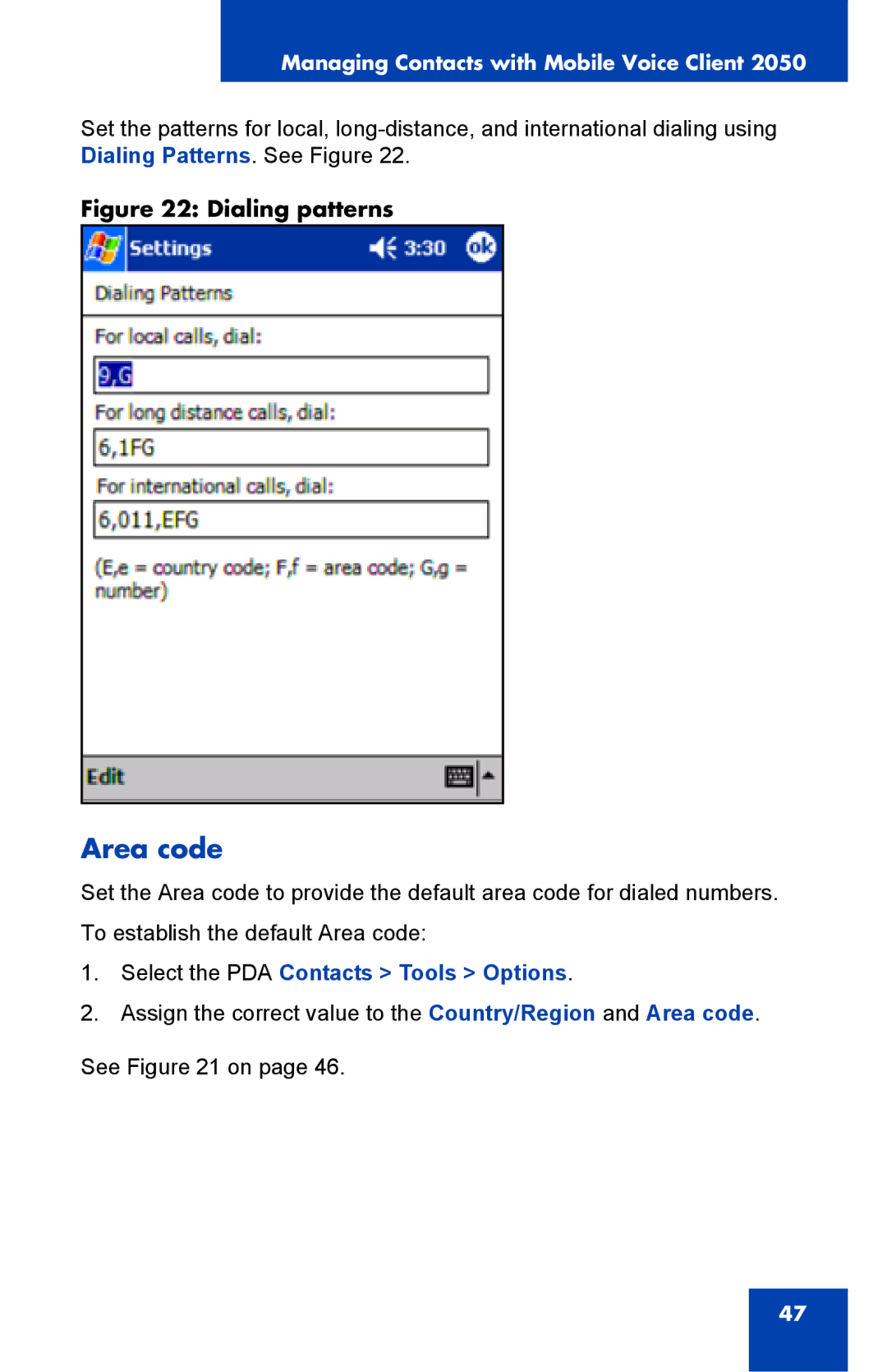 Nortel Networks 2050 manual Area code, Dialing patterns 553-AAA1534 