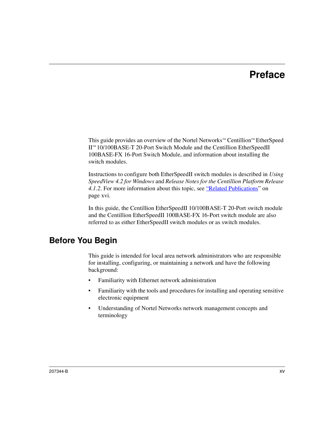 Nortel Networks 207344-B manual Preface, Before You Begin 