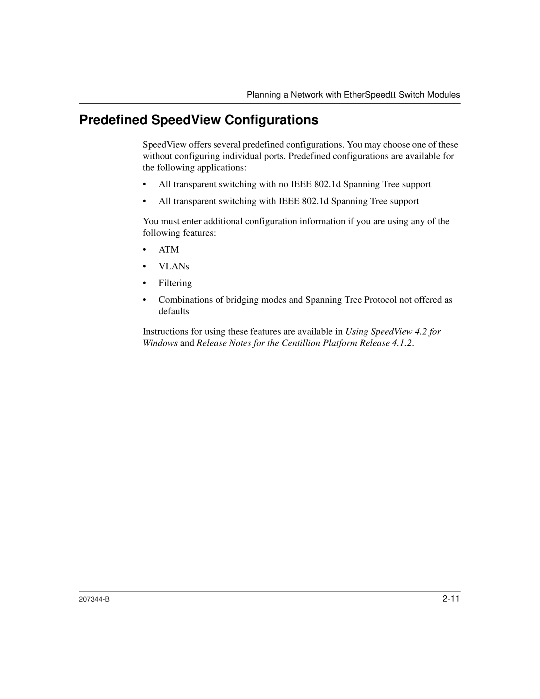 Nortel Networks 207344-B manual Predefined SpeedView Configurations, Atm 