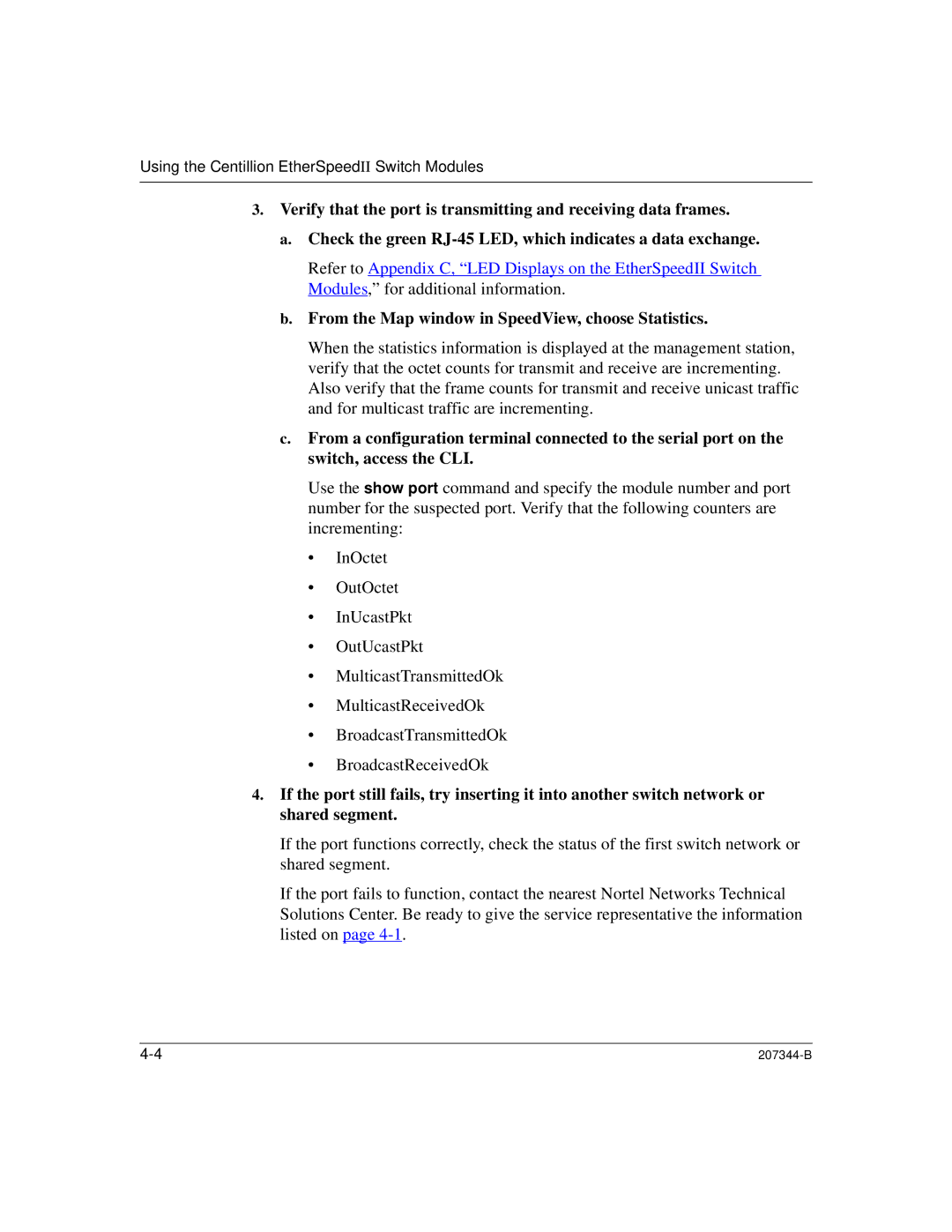 Nortel Networks 207344-B manual From the Map window in SpeedView, choose Statistics 