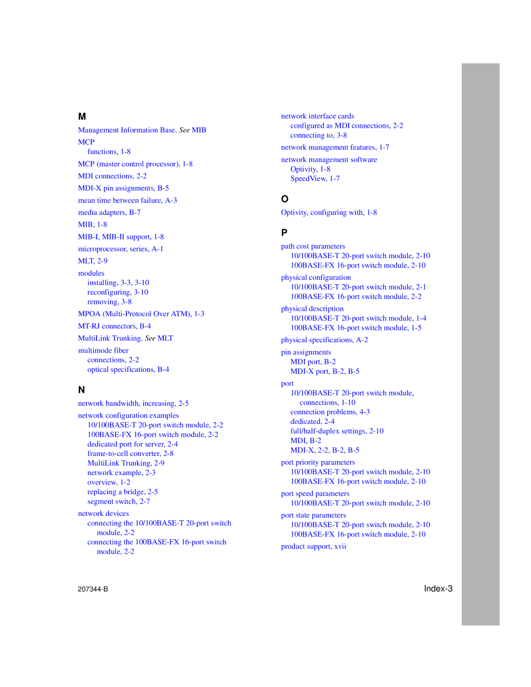 Nortel Networks 207344-B manual Index-3 