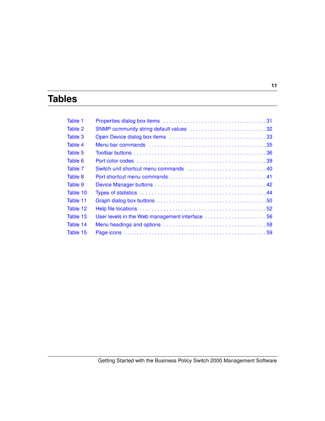 Nortel Networks 209321-A manual Tables 