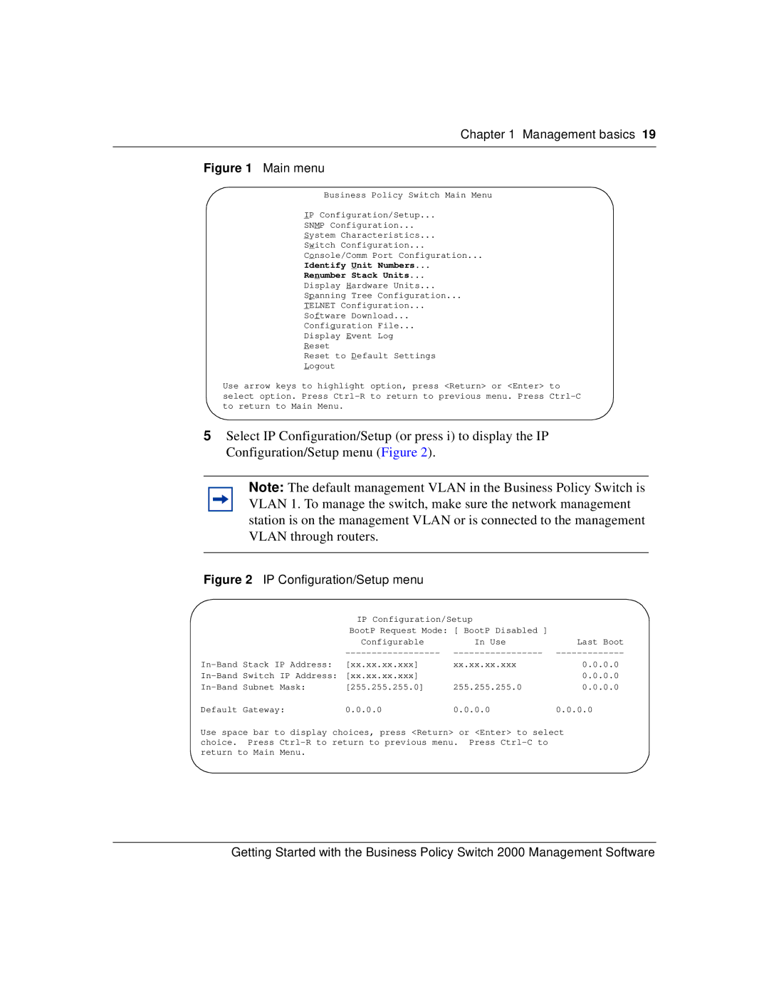 Nortel Networks 209321-A manual Main menu 